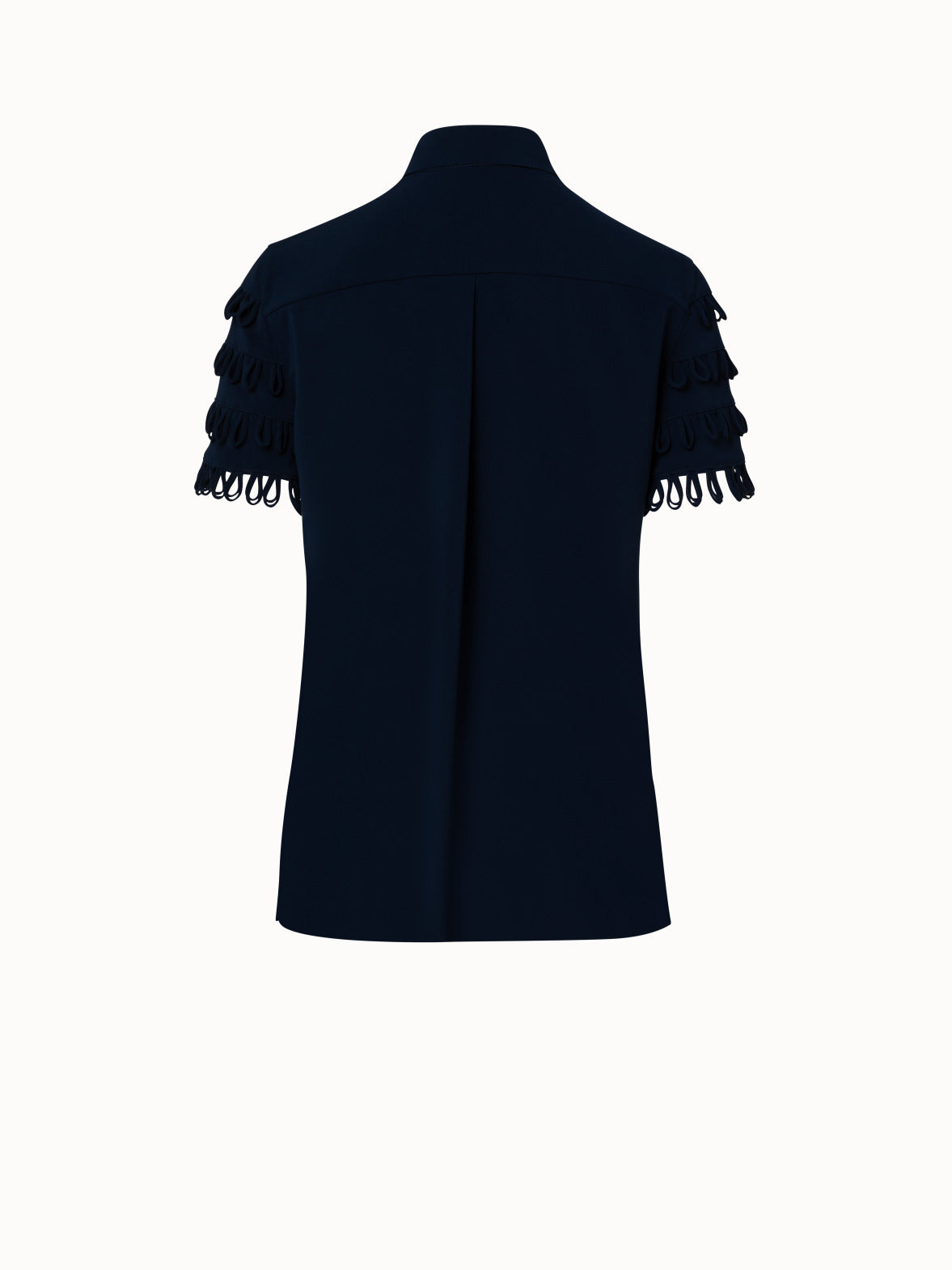 Crêpe Shirt with Loop Intarsia Details - blue - navy