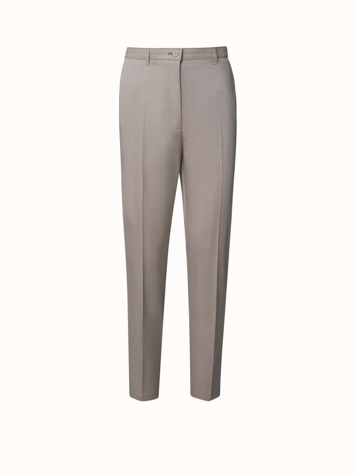 Freda Cotton Stretch Satin Cropped Tapered Pants - beige