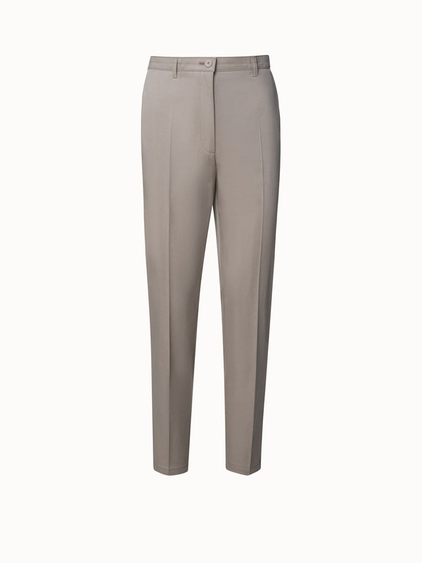 Freda Cotton Stretch Satin Cropped Tapered Pants - beige