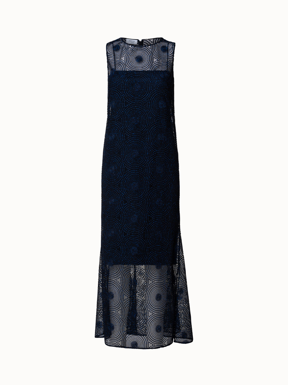 Metallic 3D Dot Embroidery Midi Dress - blue - navy