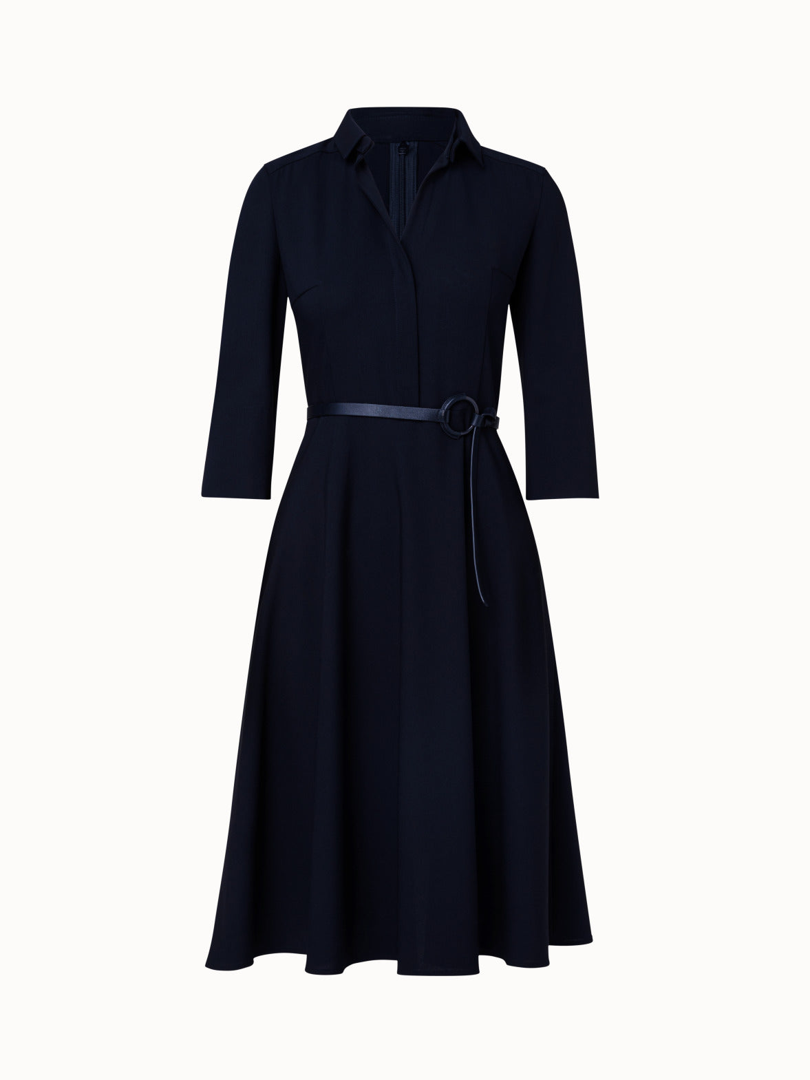 Wool Midi Dress - navy - blue