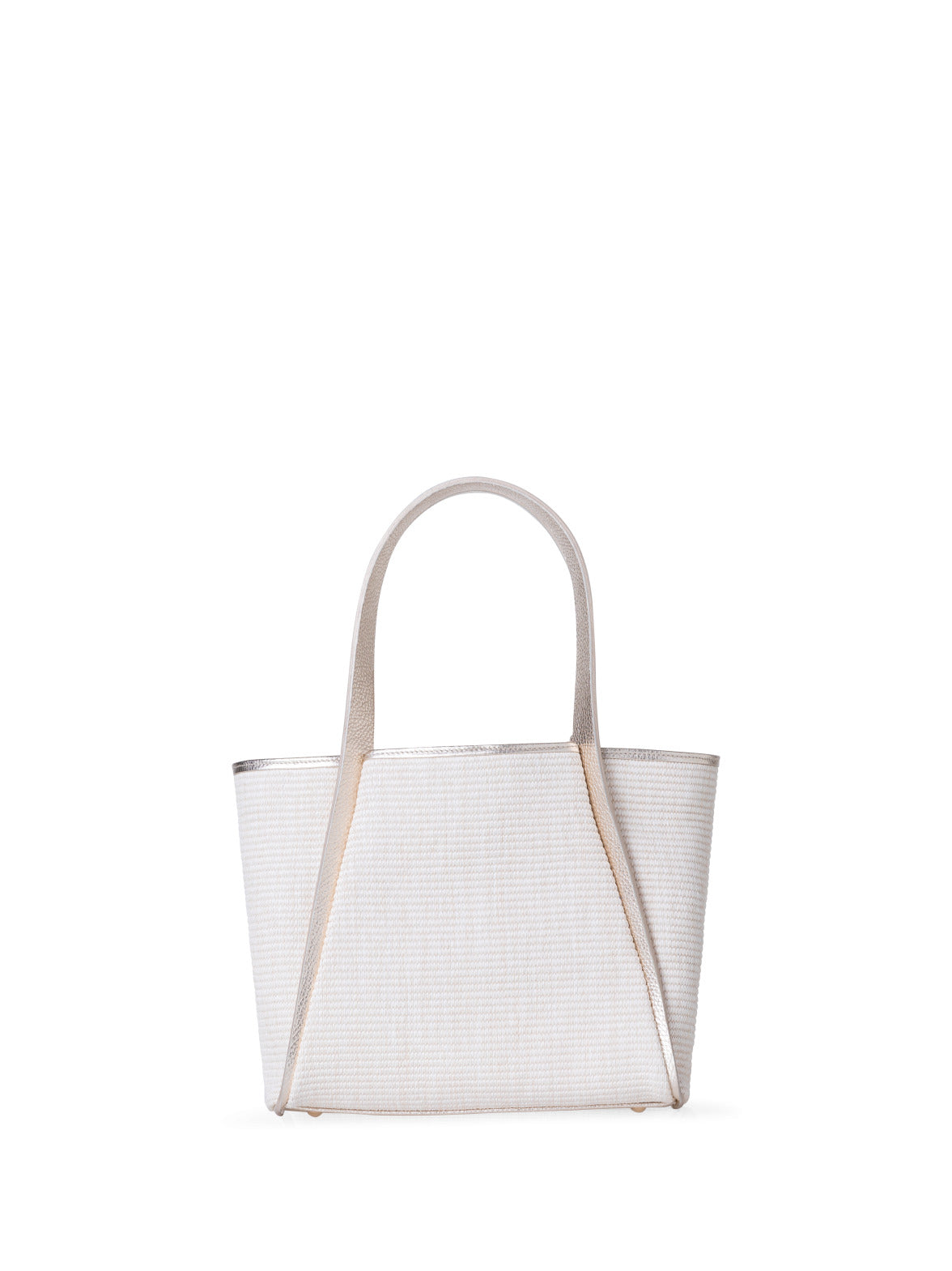 Alex Tote Bag in Raffia and Leather - silver - ecru