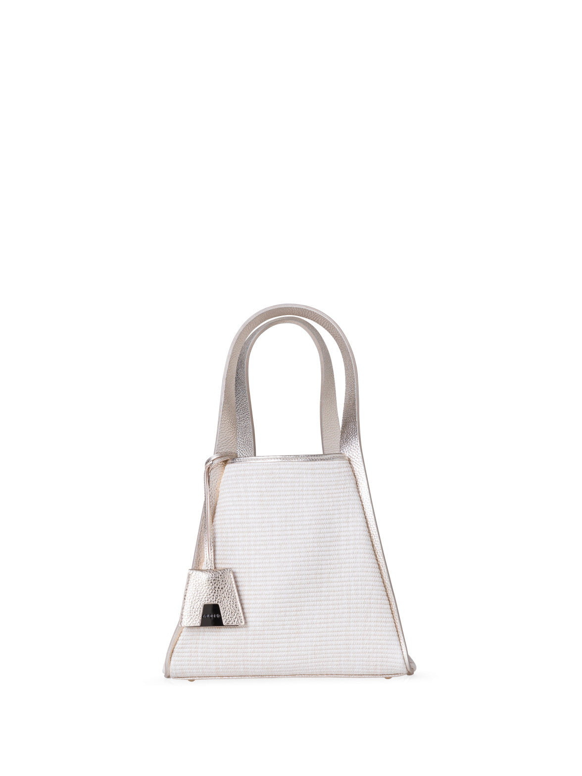 Alex Tote Bag in Raffia and Leather - silver - ecru