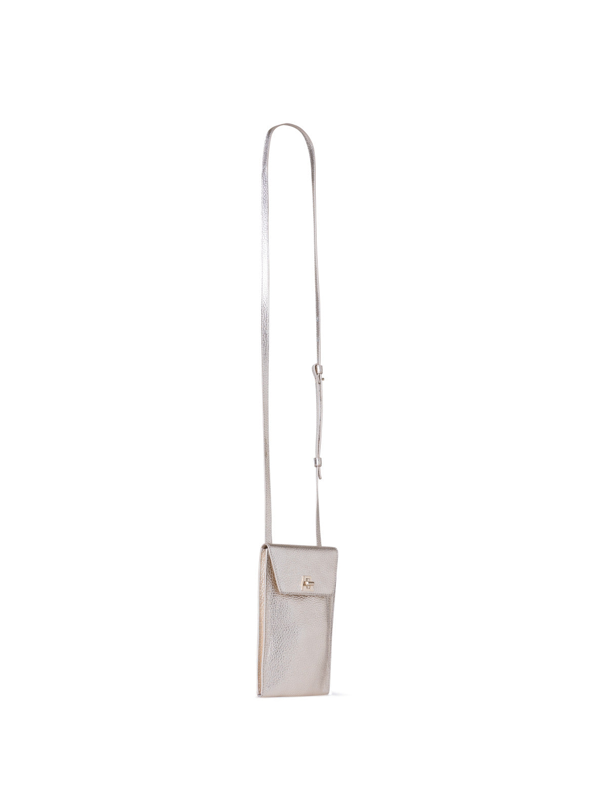 "Anouk Phone Pouch in Metallic Leather " - grey - beige
