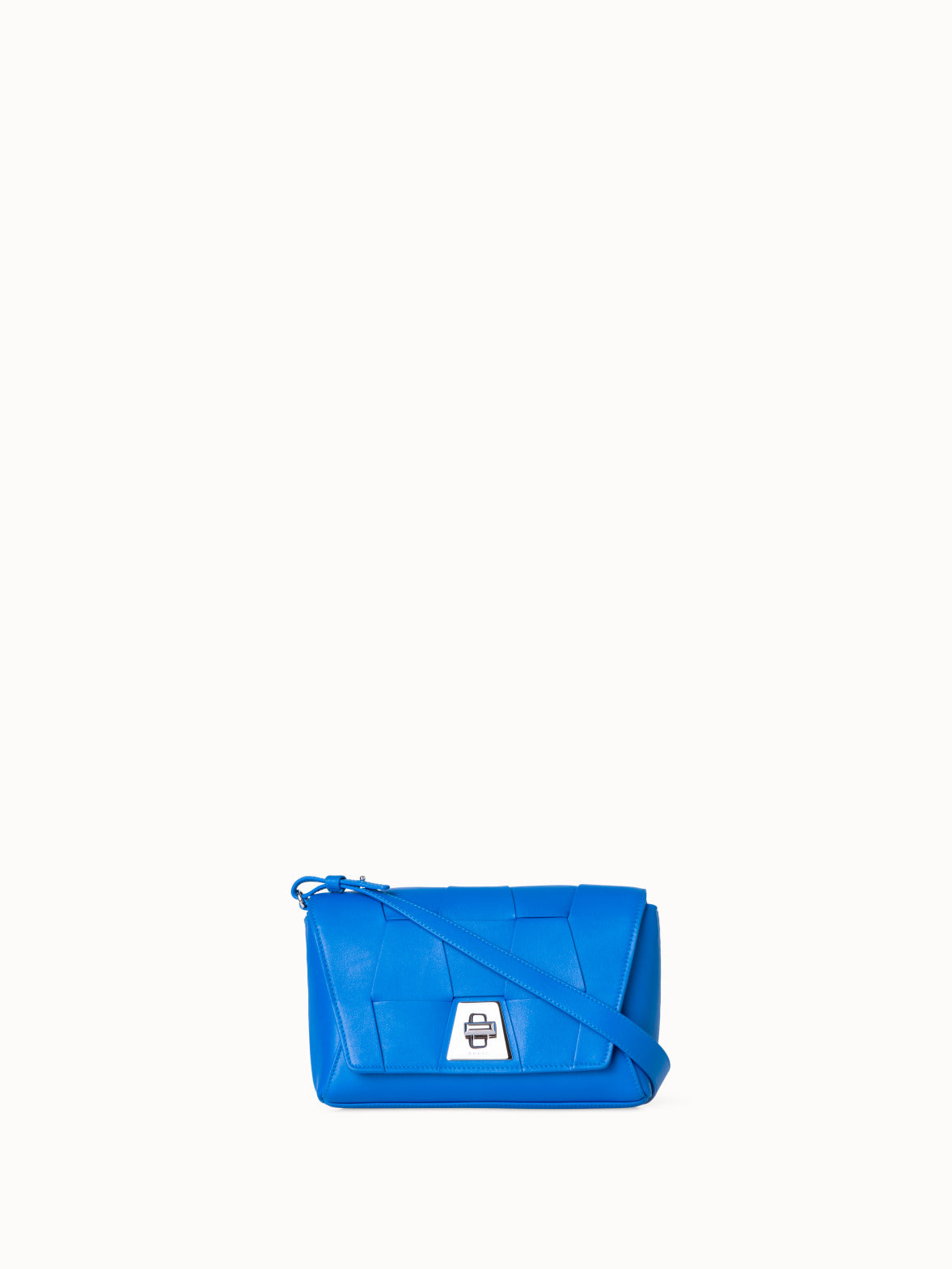 Small Anouk Day Bag in Braided Leather Trapezoids - blue