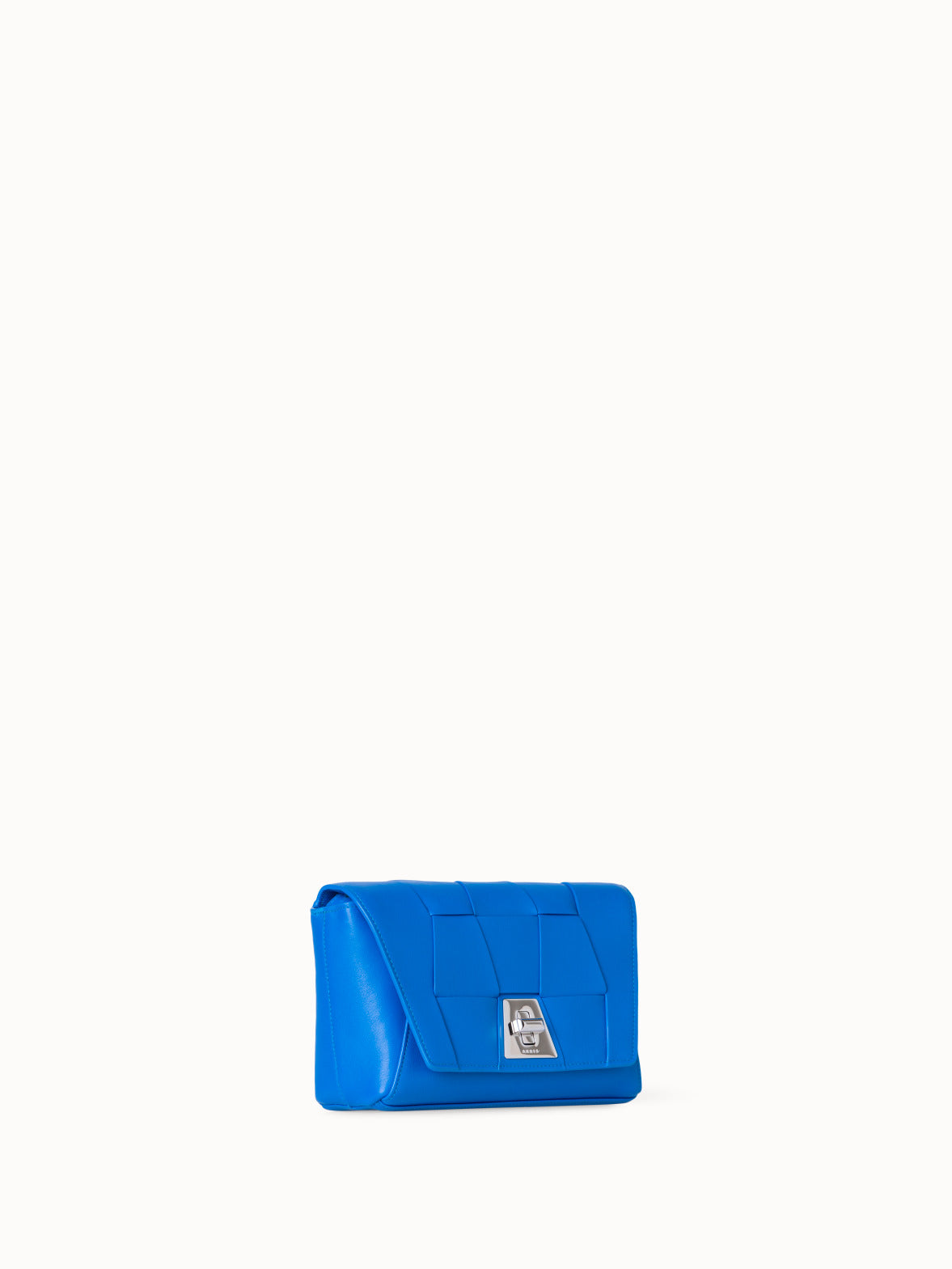Small Anouk Day Bag in Braided Leather Trapezoids - blue