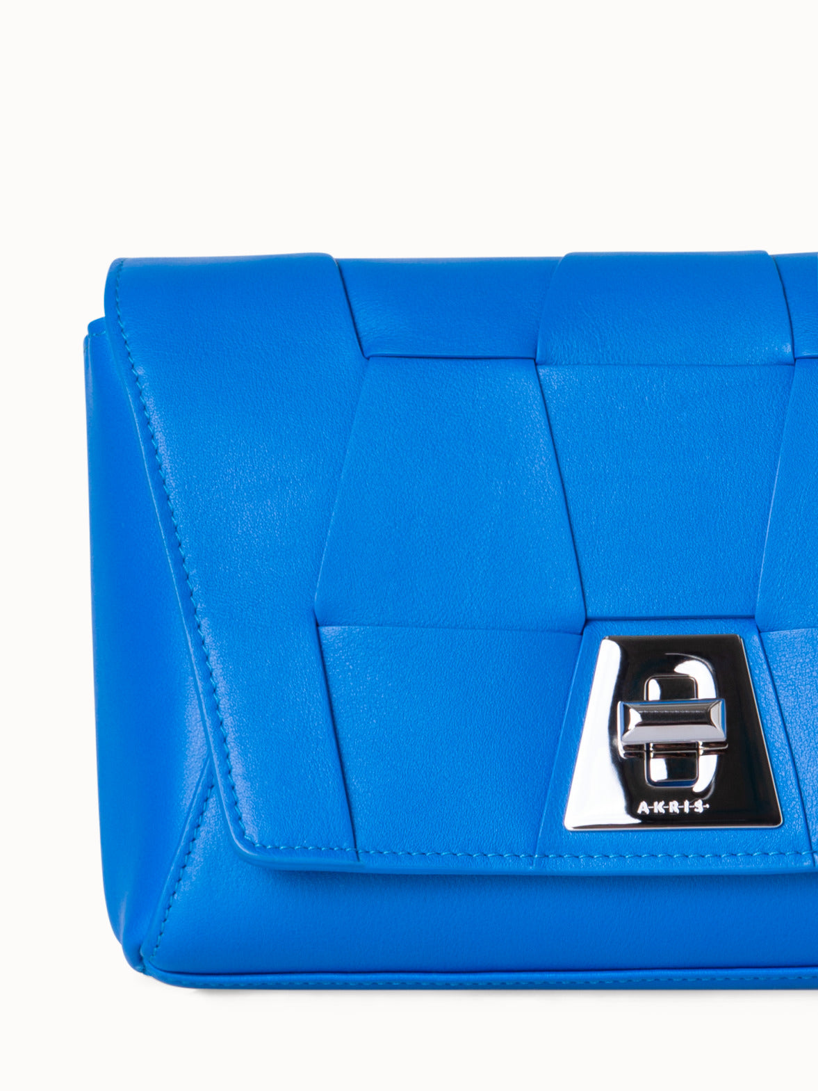 Small Anouk Day Bag in Braided Leather Trapezoids - blue