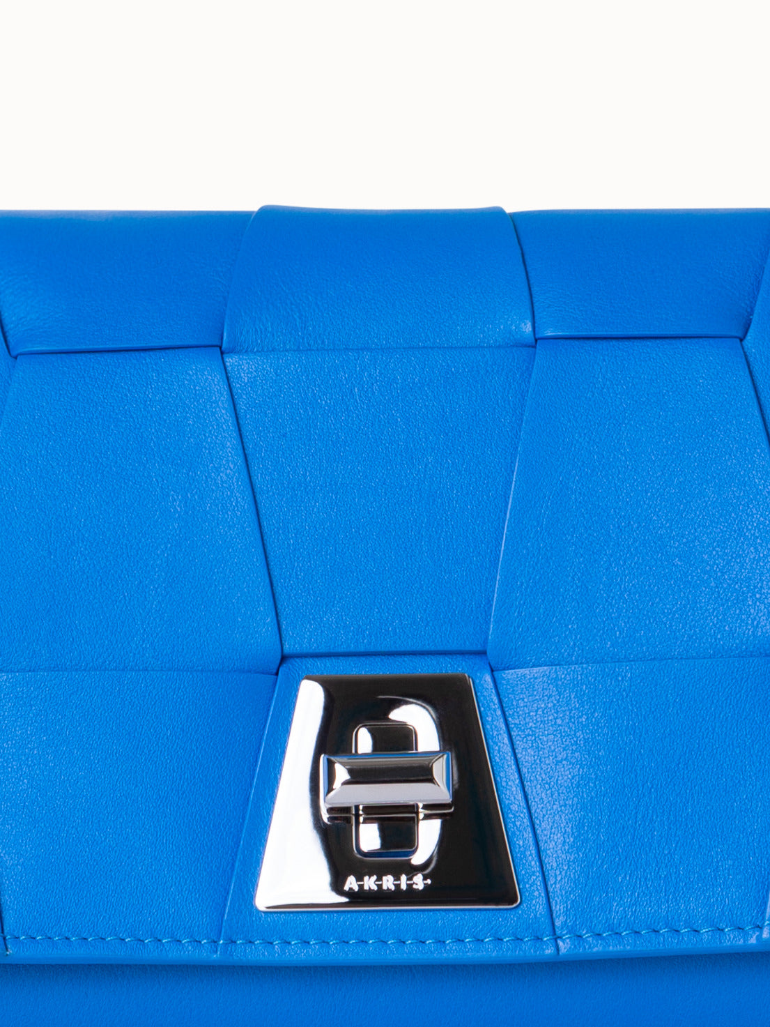 Small Anouk Day Bag in Braided Leather Trapezoids - blue