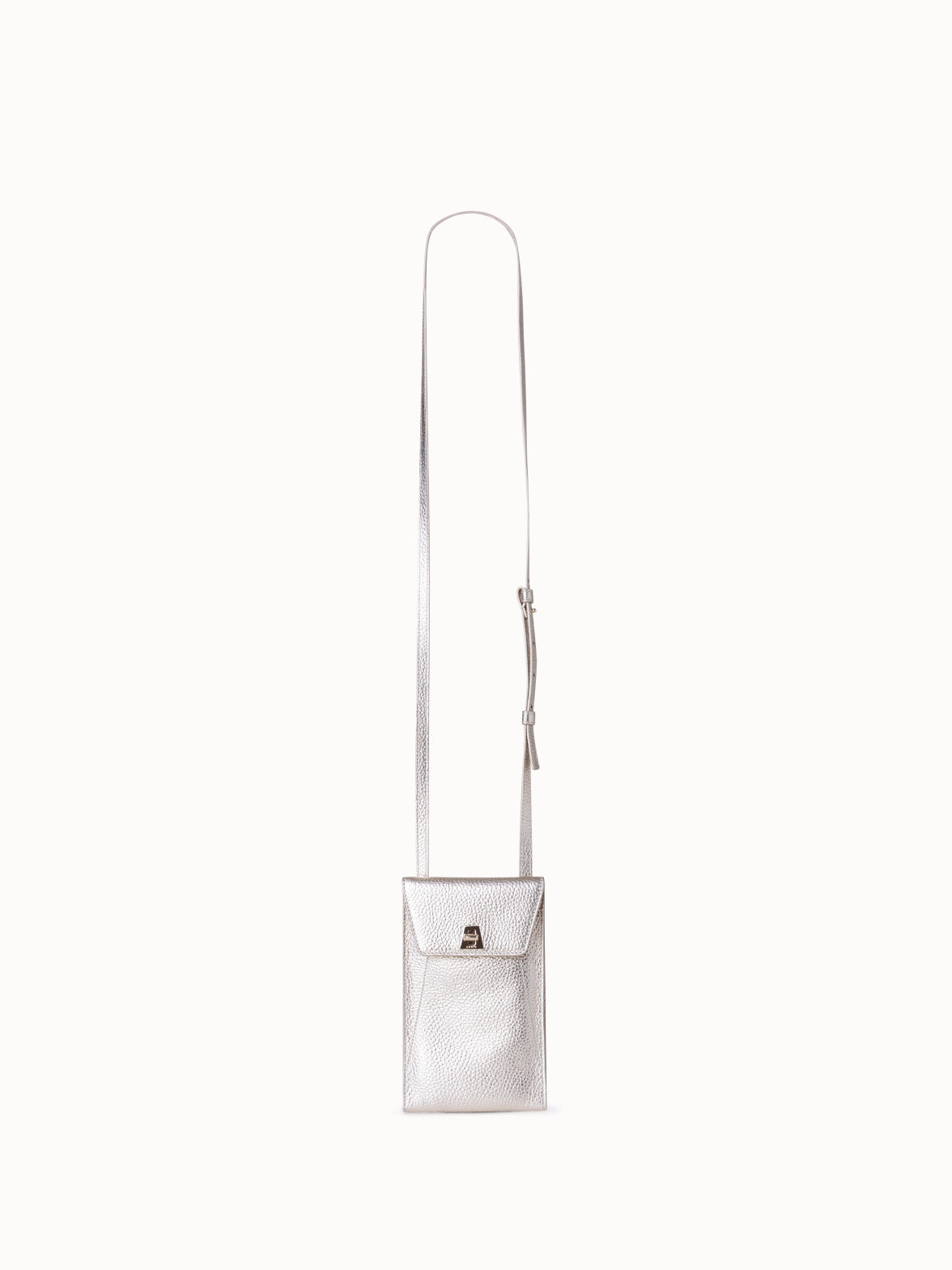 "Anouk Phone Pouch in Metallic Leather " - grey - beige