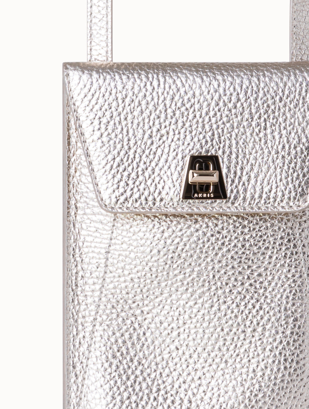 "Anouk Phone Pouch in Metallic Leather " - grey - beige