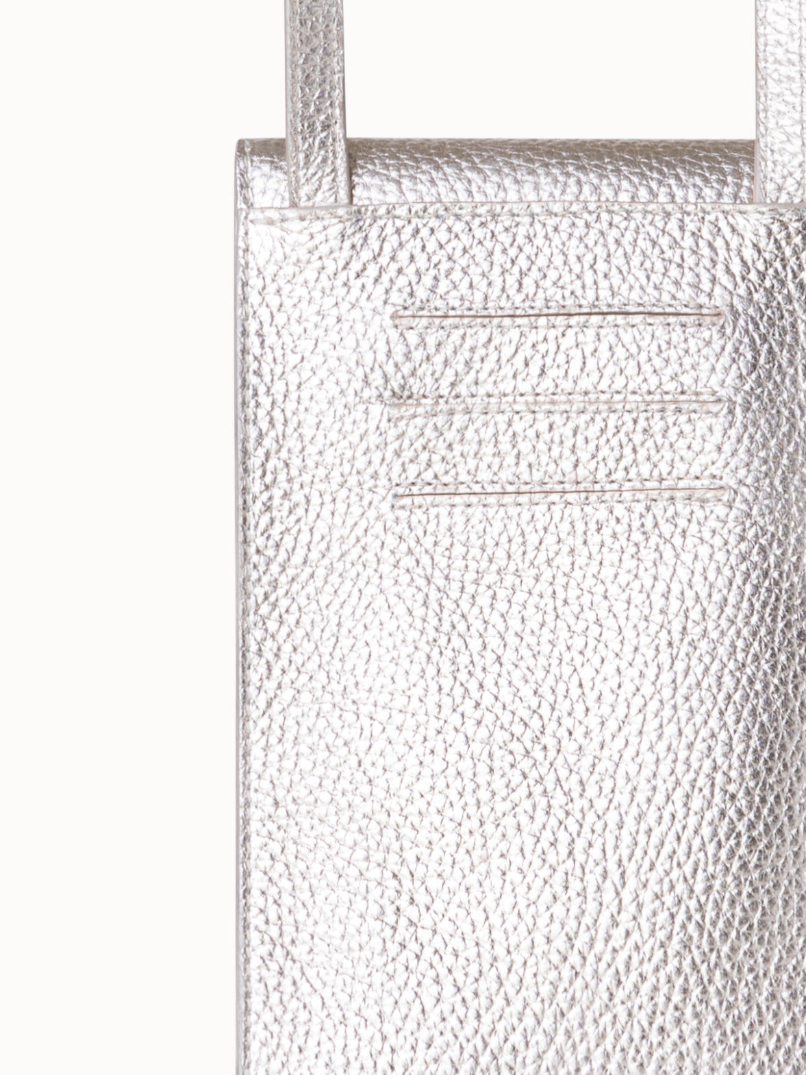 "Anouk Phone Pouch in Metallic Leather " - grey - beige