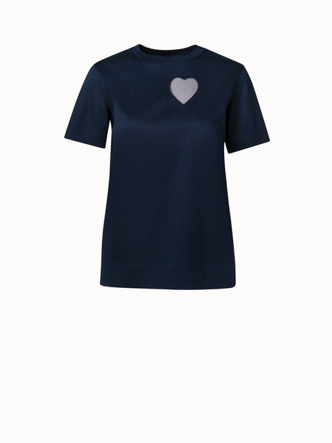 T-Shirt mit Hearts-Einsatz aus Tüll