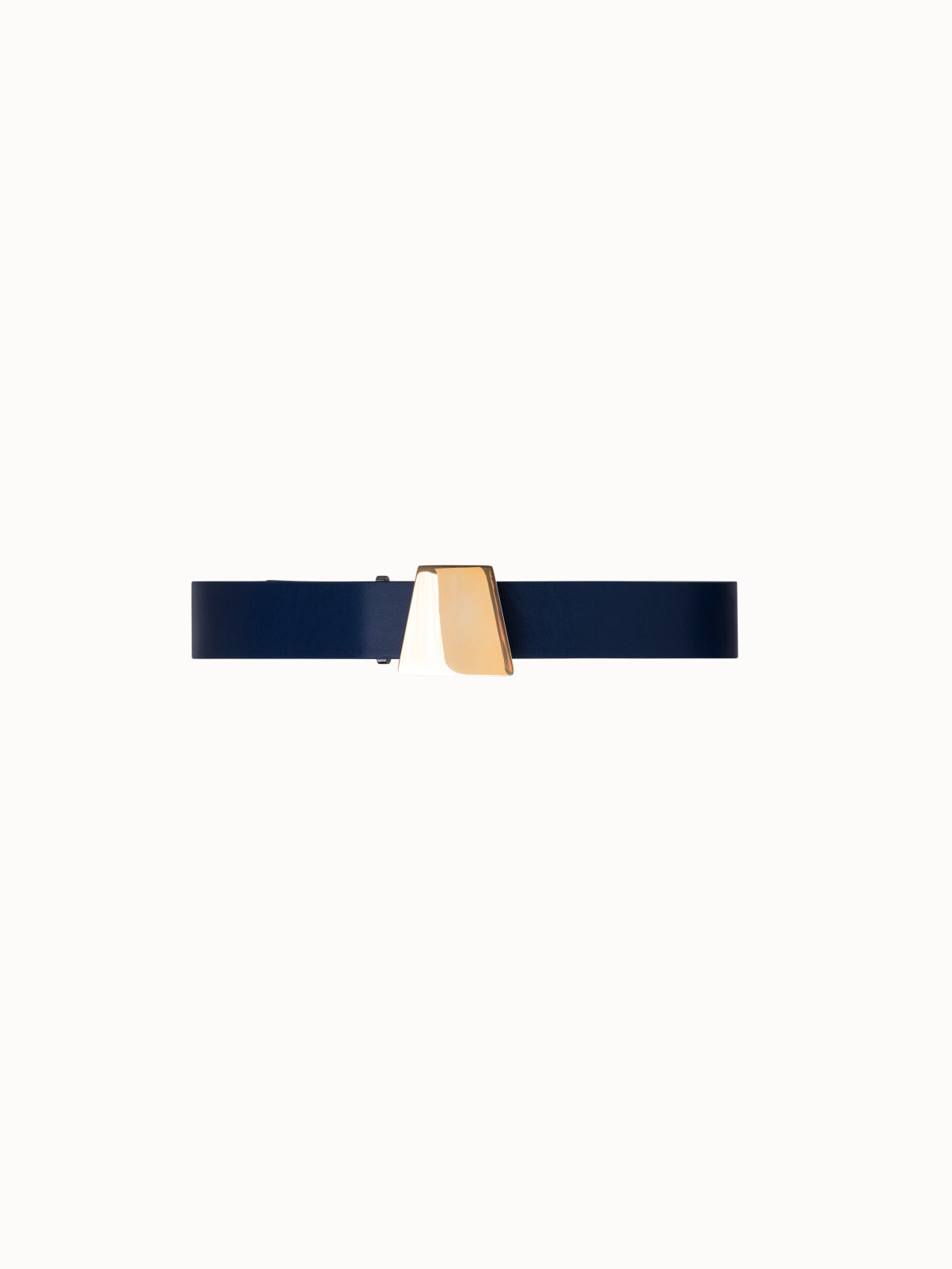 Leather Belt with Trapezoid Buckle - navy - blue