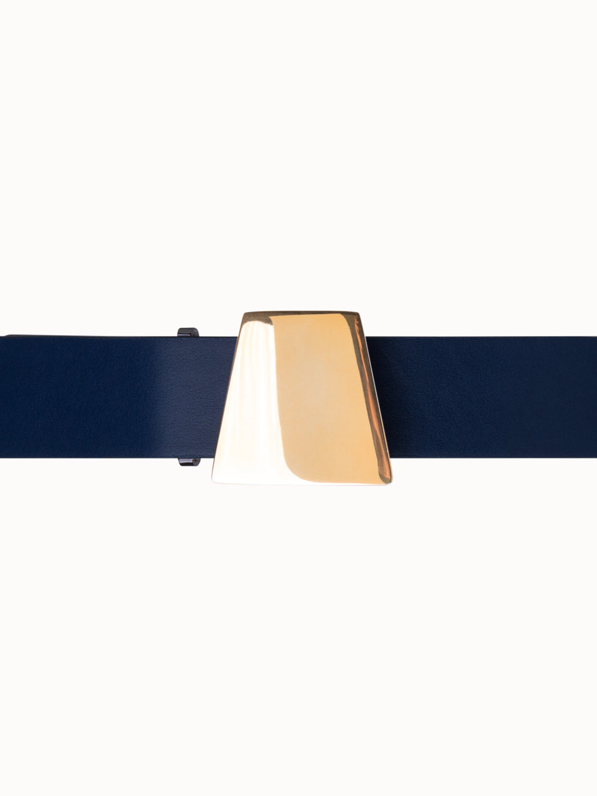 Leather Belt with Trapezoid Buckle - navy - blue