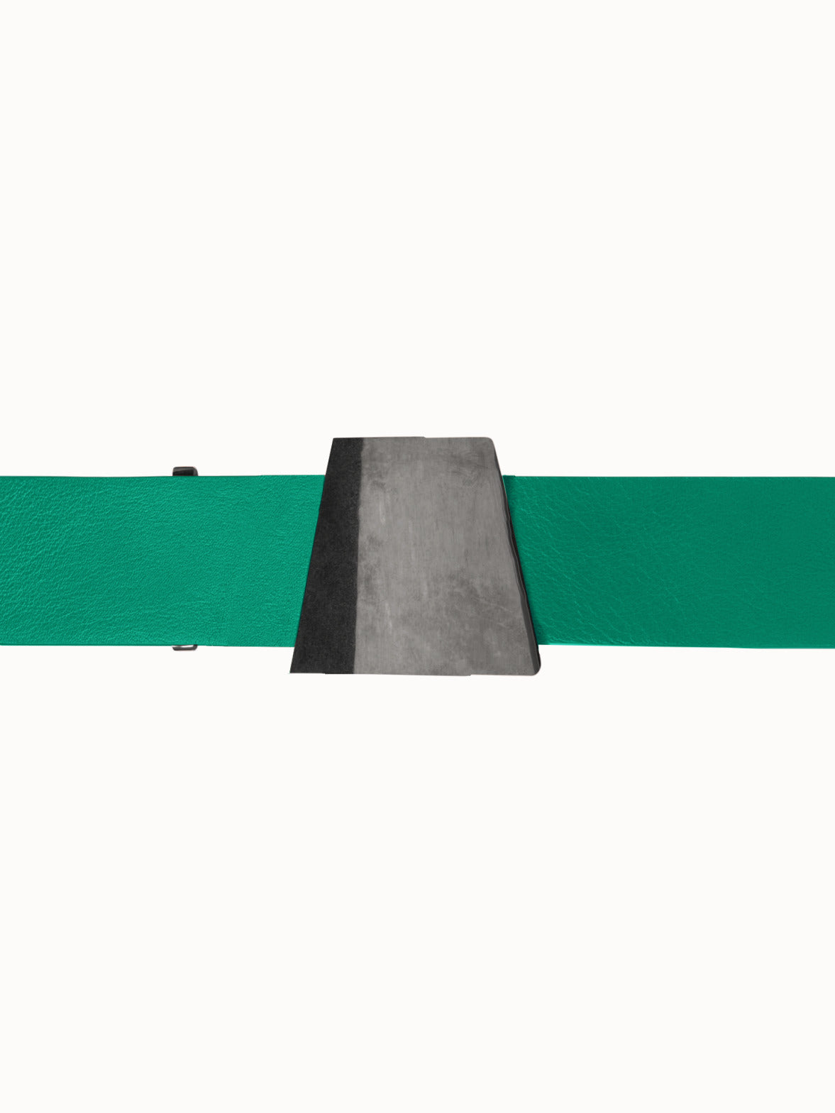 Leather Belt with Trapezoid Buckle - green