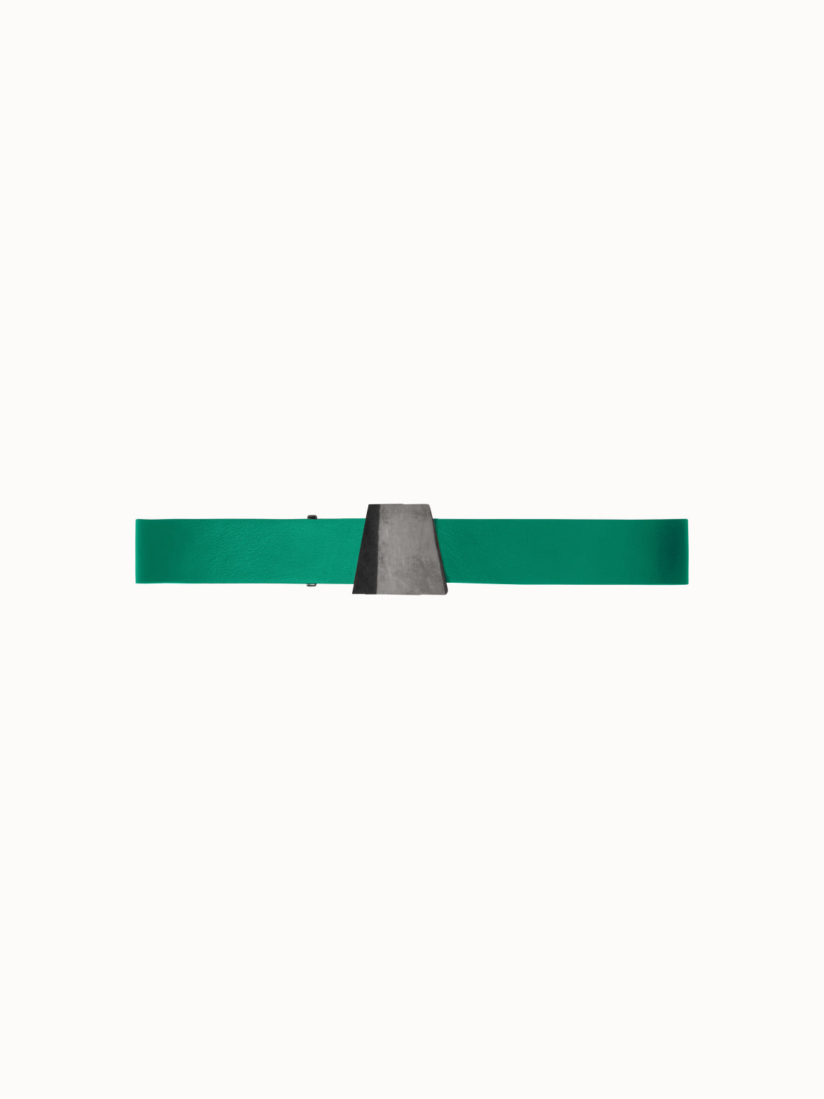 Leather Belt with Trapezoid Buckle - green