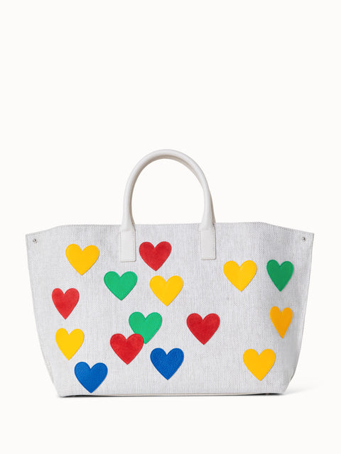 Medium Ai Messenger Tasche aus Canvas mit Leder-Herzen