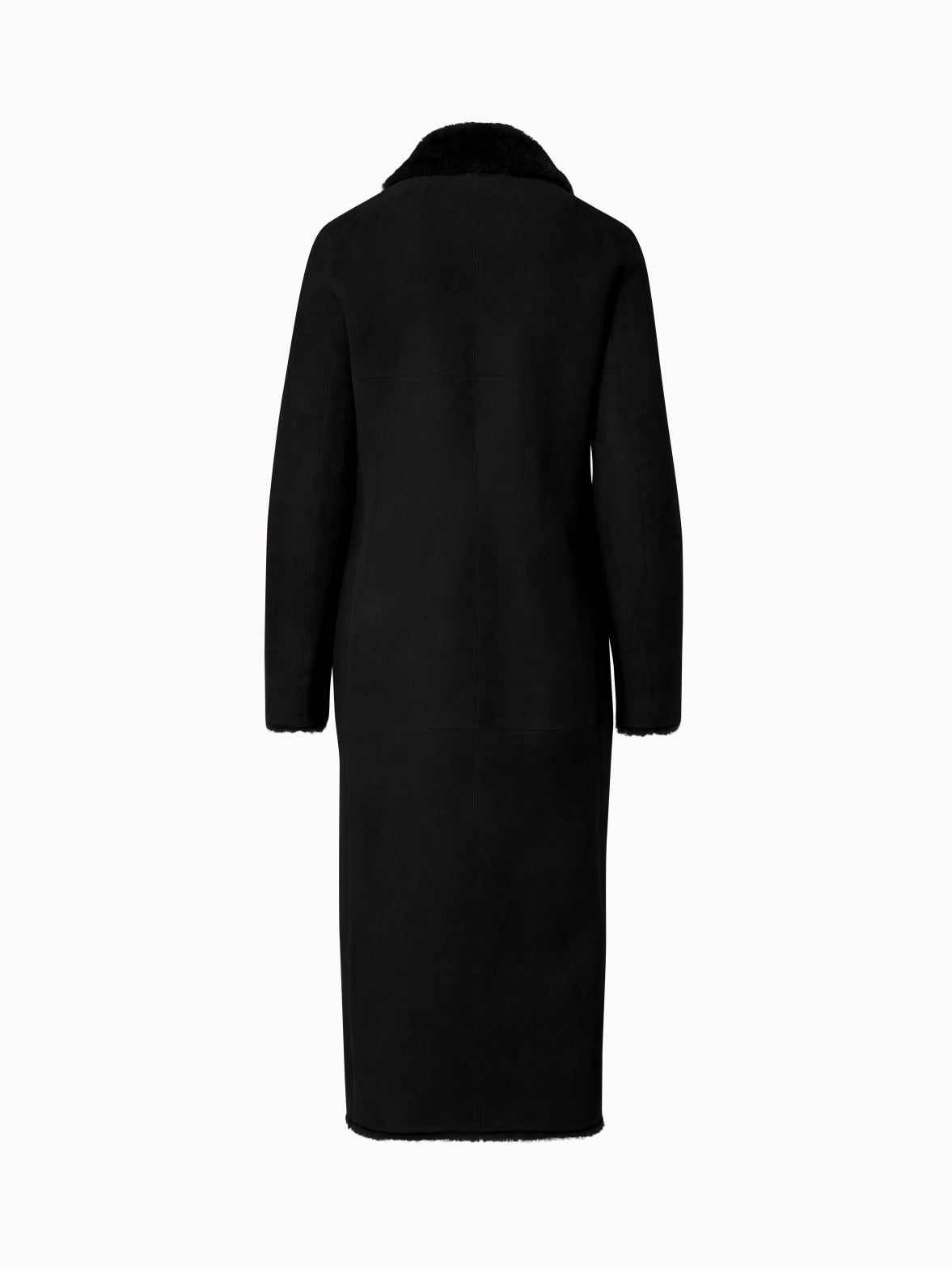Lamb Shearling Long Coat - black