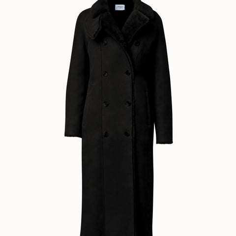 Langer Shearling Ledermantel