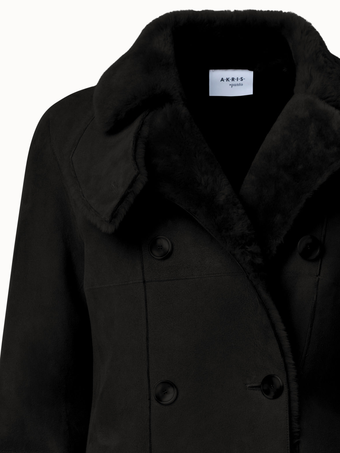 Lamb Shearling Long Coat - black