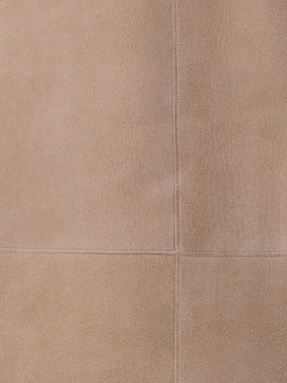 Langer Ledermantel mit Fell aus Lammfell - Beige