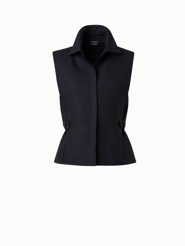 Bluse aus Leinen-Voile - Schwarz