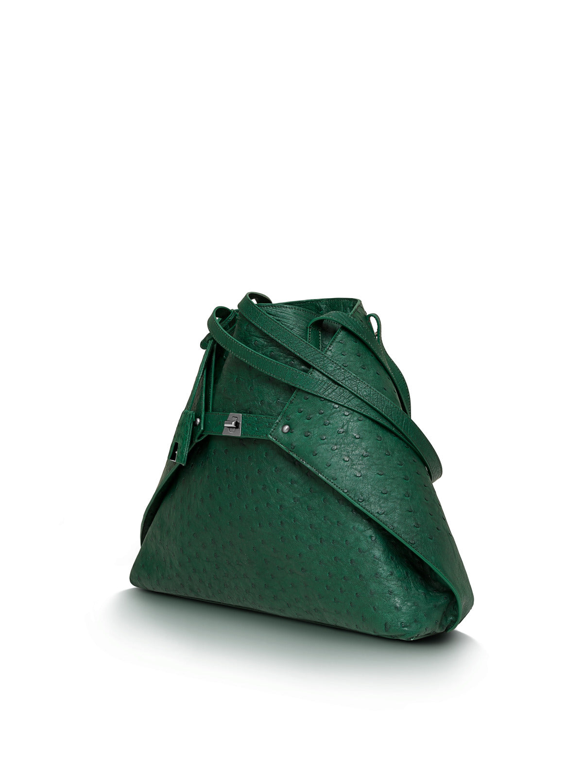 Medium Ai Shoulder Bag In Ostrich Leather - green