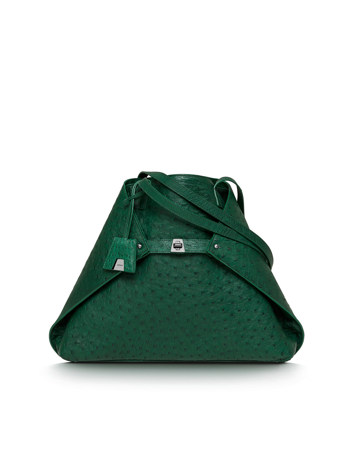 Medium Ai Shoulder Bag In Ostrich Leather - green