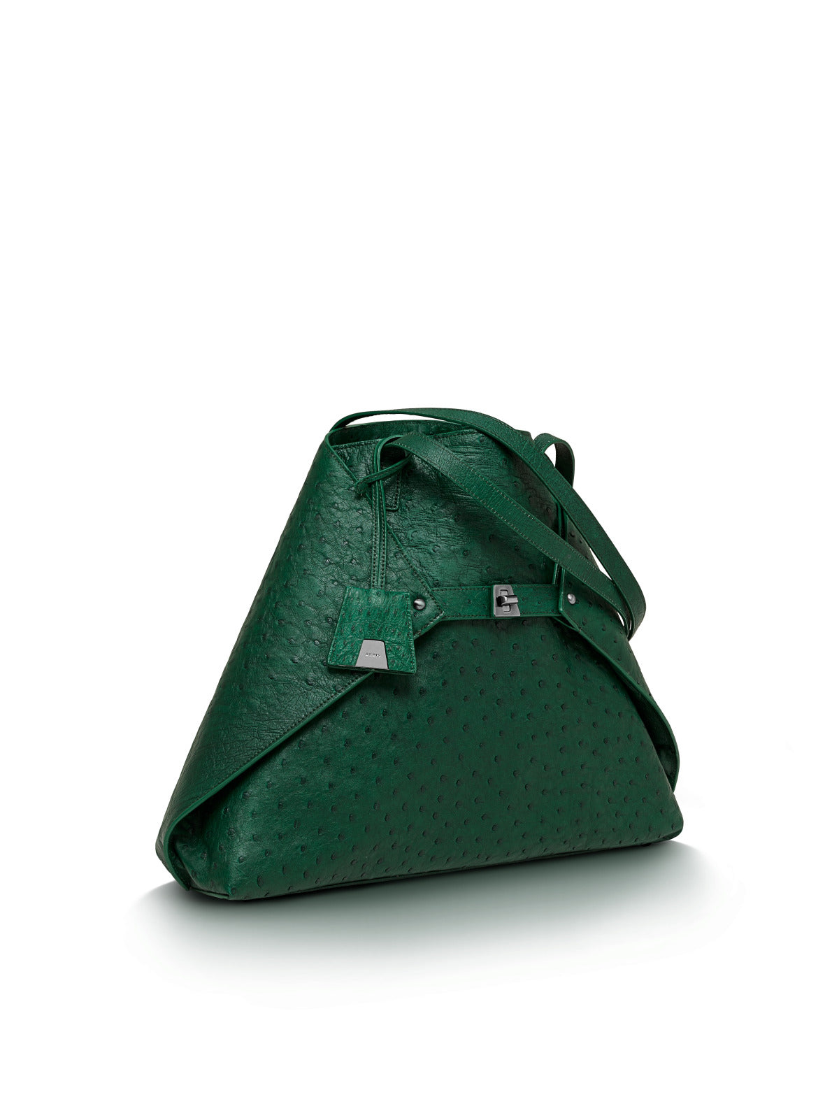 Medium Ai Shoulder Bag In Ostrich Leather - green