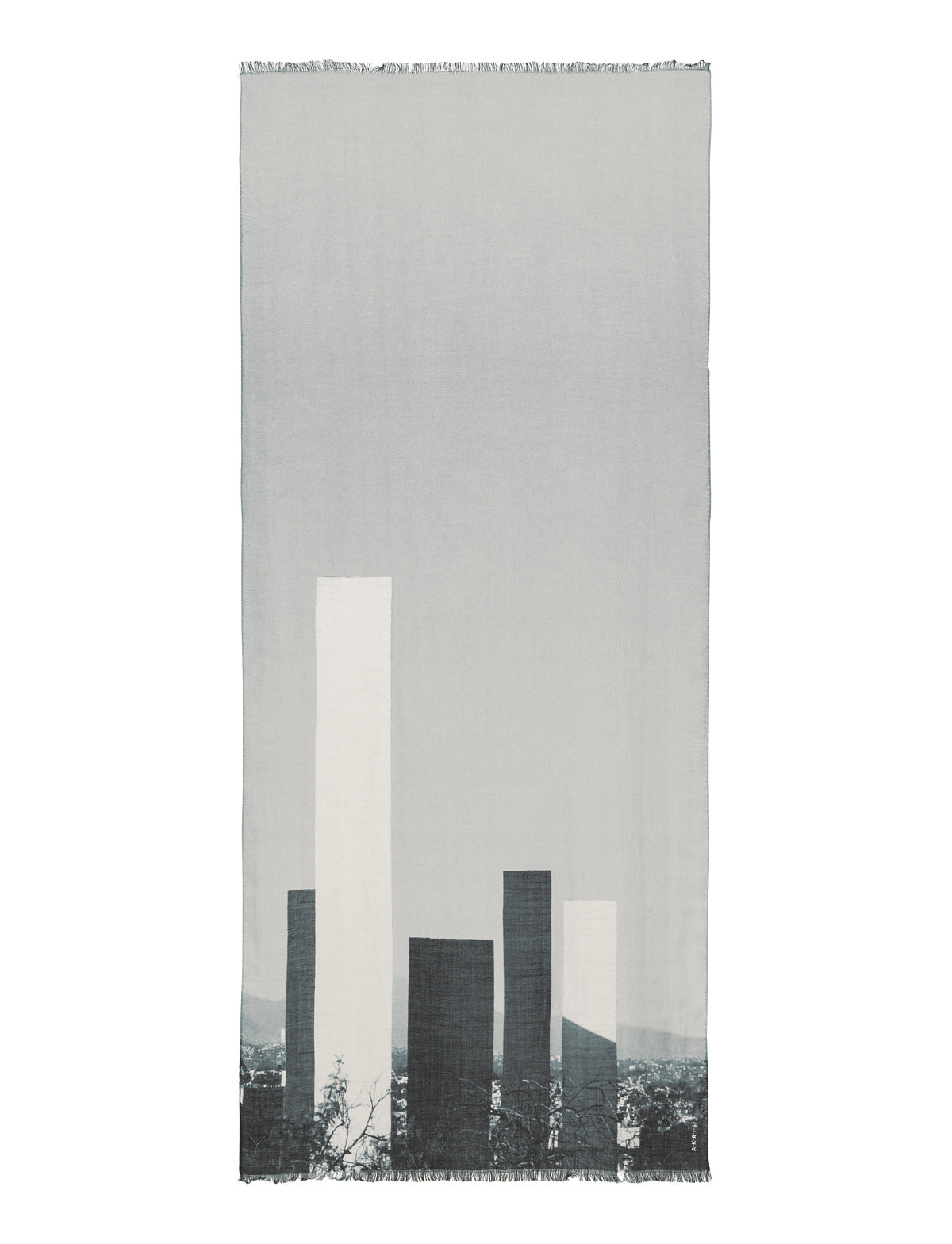 Schal mit Barragan-Towers-Print - Schwarz - Ecru - Grau - Weiss