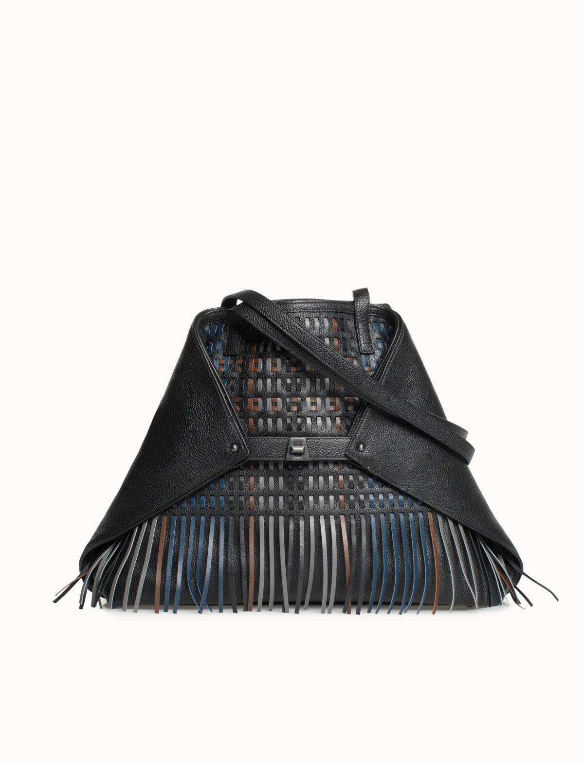 Mittelgrosse Schultertasche mit Fransen - Bunt
