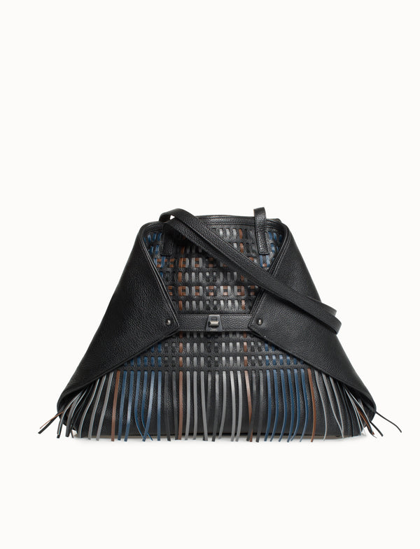 Mittelgrosse Schultertasche mit Fransen - Bunt