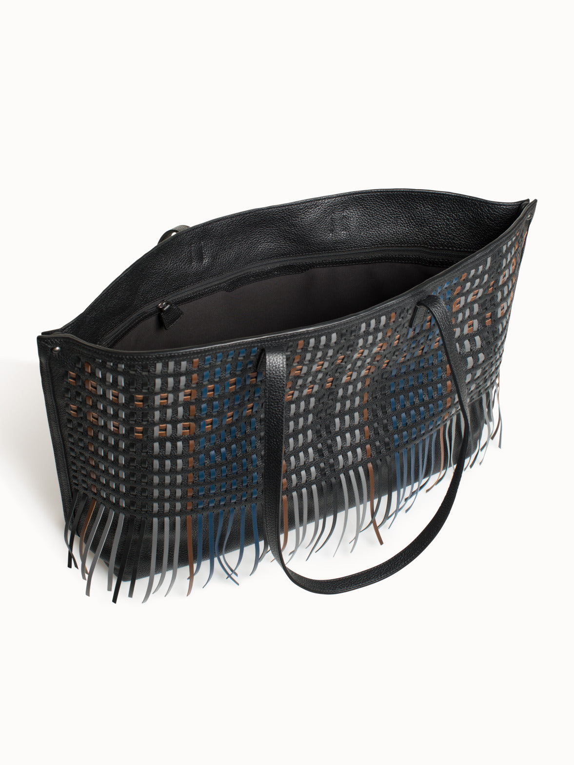 Mittelgrosse Schultertasche mit Fransen - Bunt