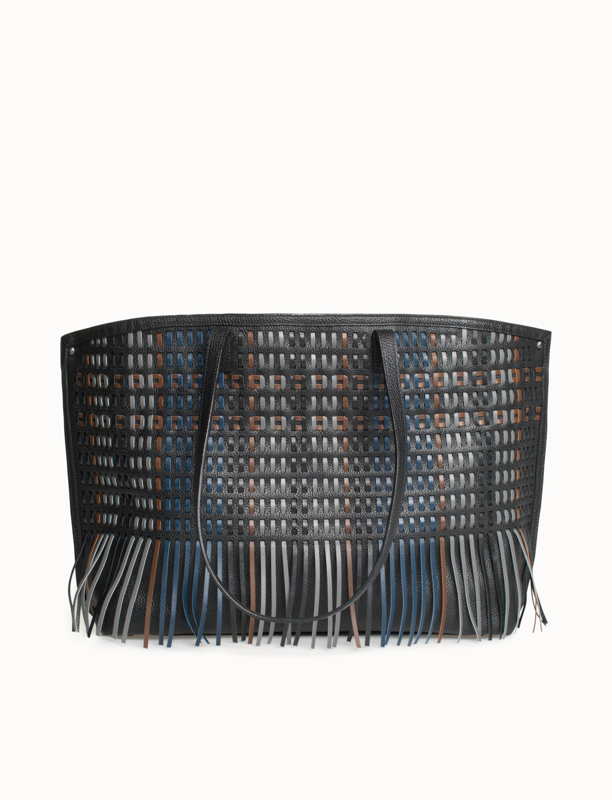 Mittelgrosse Schultertasche mit Fransen - Bunt