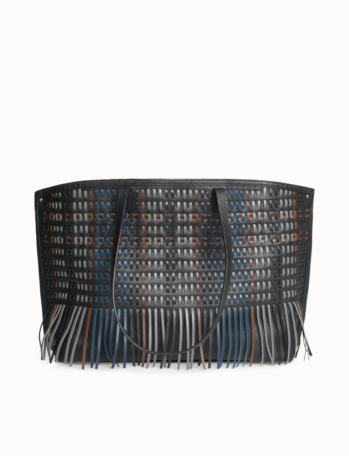 Mittelgrosse Schultertasche mit Fransen - Bunt