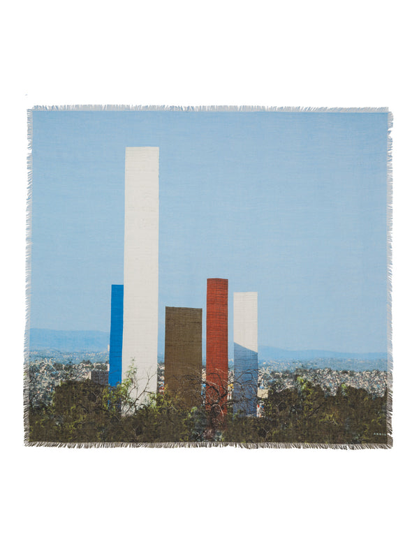 Schal mit Barragan-Towers-Print - Rot - Blau - Dunkelblau - Grün - Ecru - Weiss - Grau - Weinrot