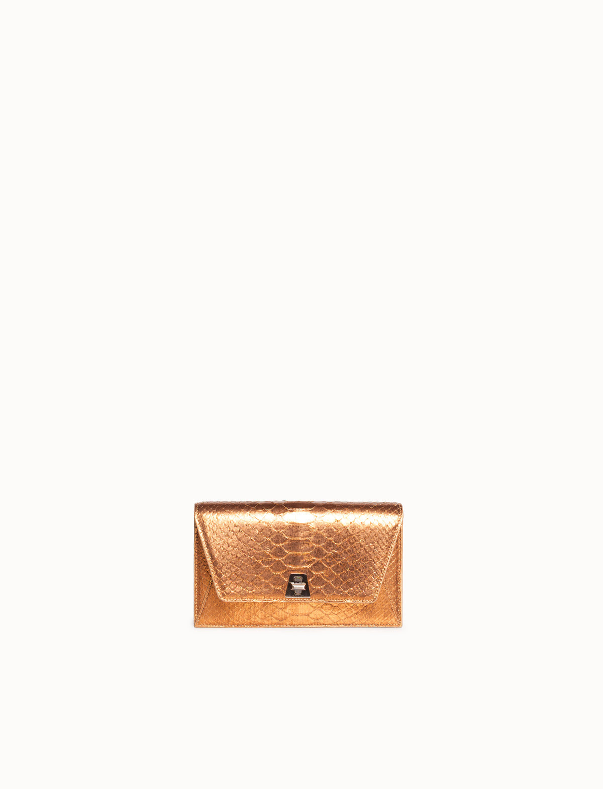Umhängetasche, Schultertasche, Clutch aus Pythonleder - Gold
