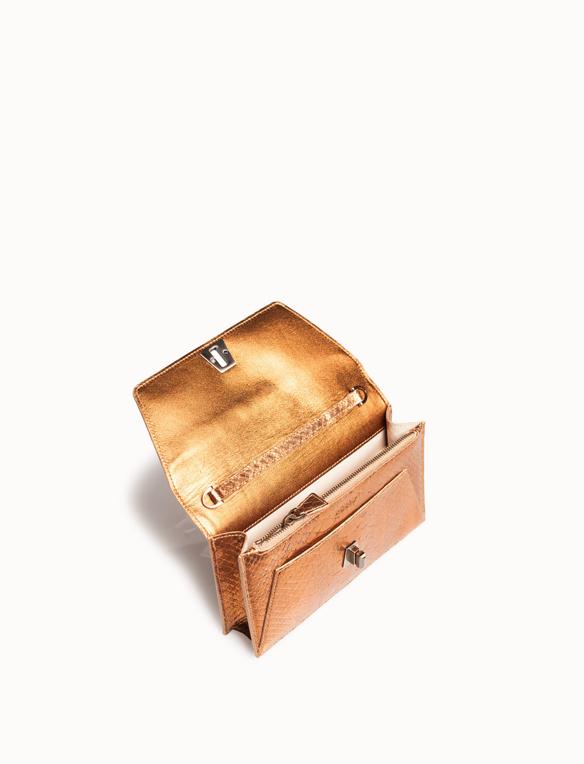 Umhängetasche, Schultertasche, Clutch aus Pythonleder - Gold