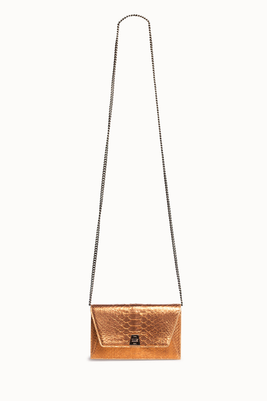 Umhängetasche, Schultertasche, Clutch aus Pythonleder - Gold