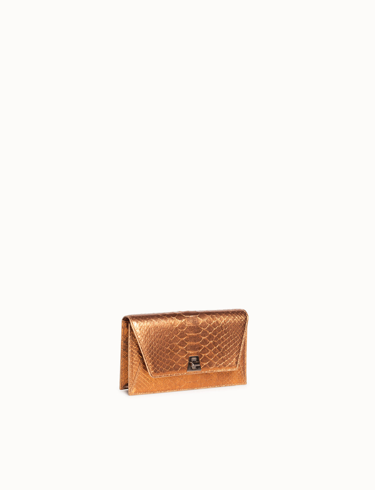 Umhängetasche, Schultertasche, Clutch aus Pythonleder - Gold