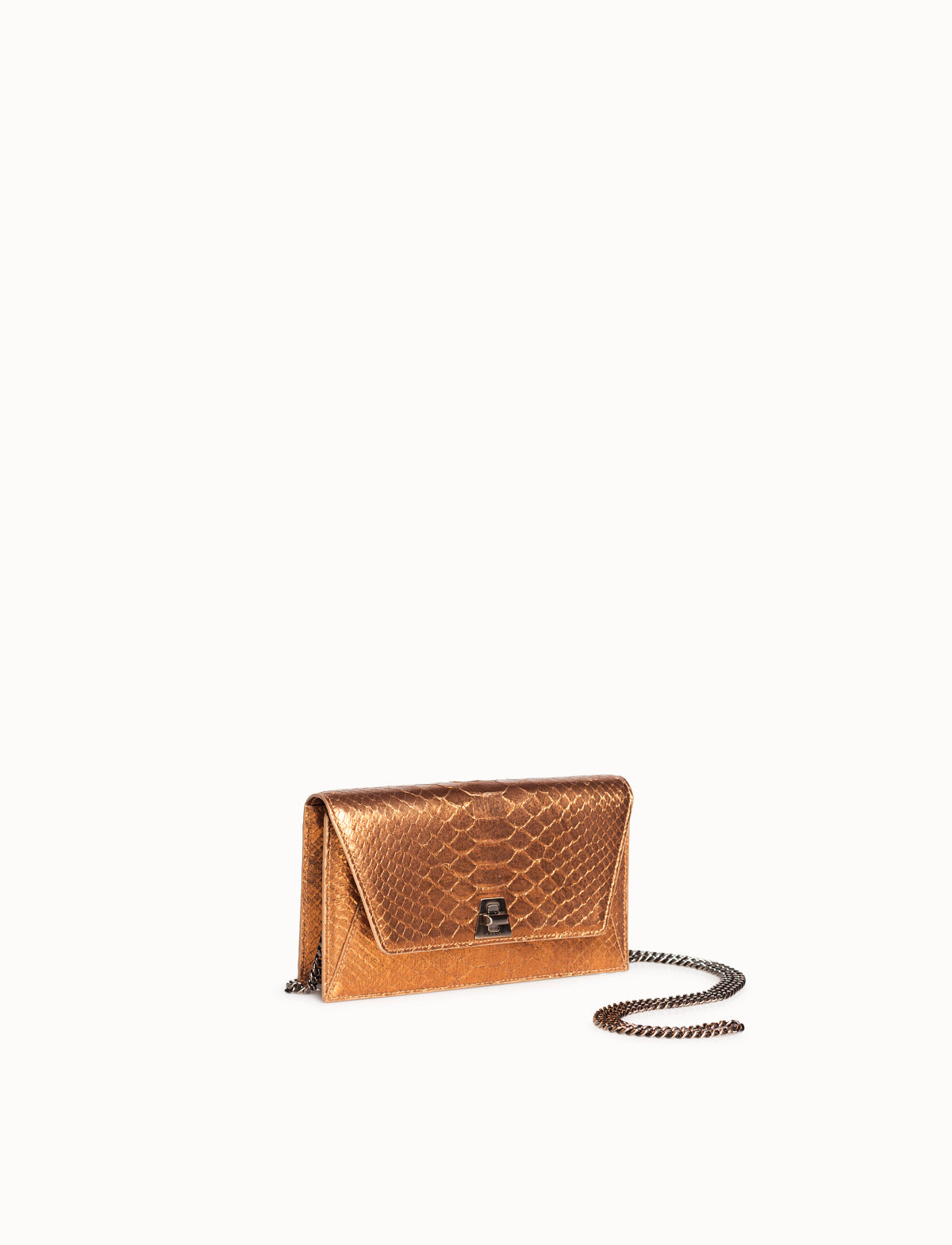 Umhängetasche, Schultertasche, Clutch aus Pythonleder - Gold
